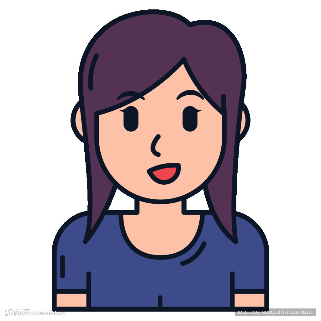 微笑蓝衣女孩头像