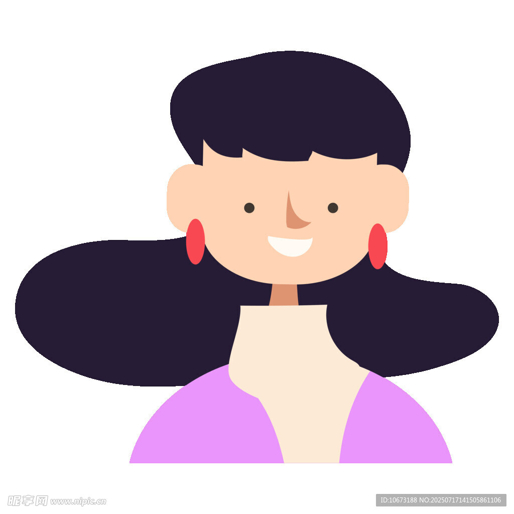 微笑的长发女性头像