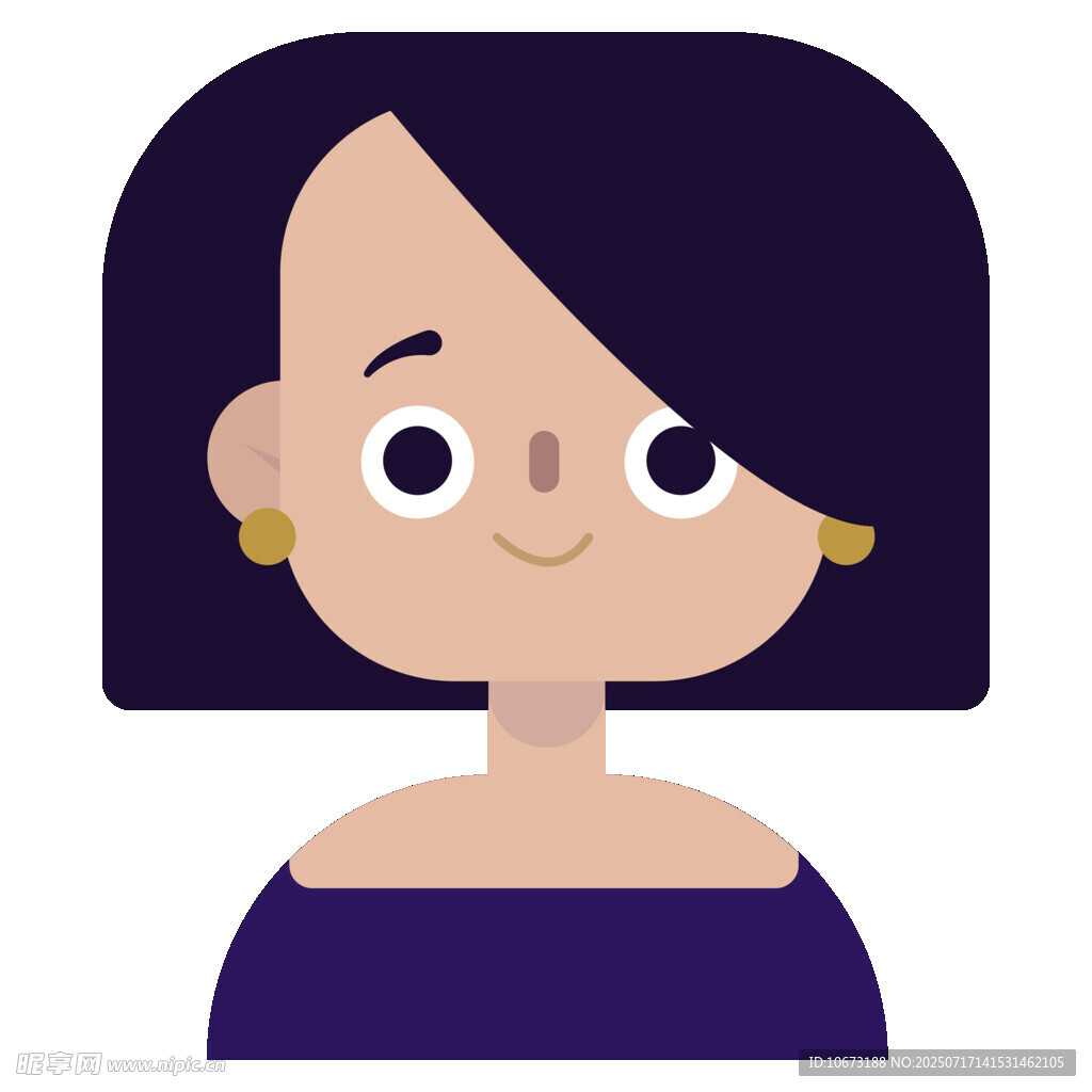 紫色上衣短发卡通女孩