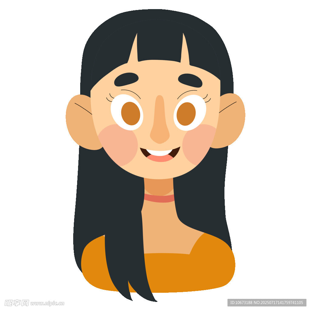 微笑的长发女孩头像