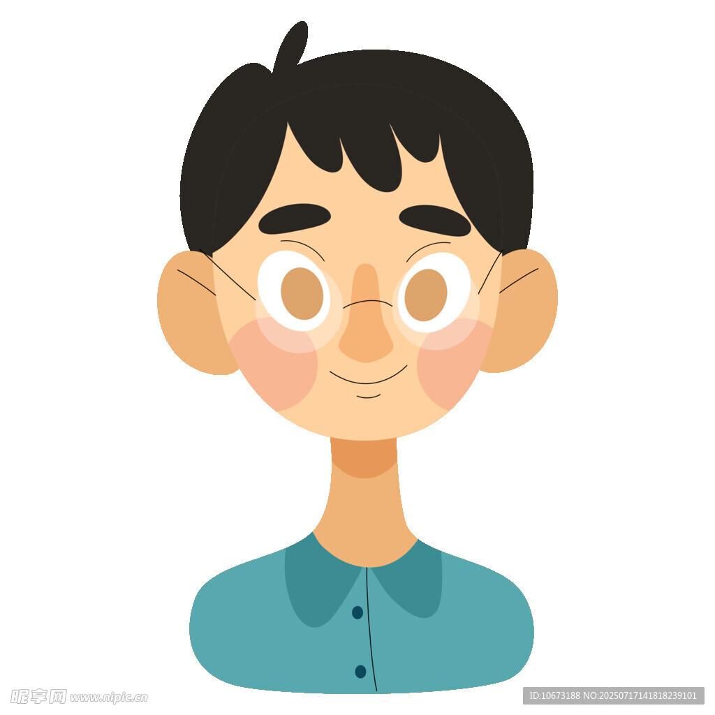 戴眼镜的微笑男孩
