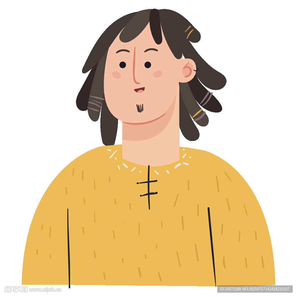 穿黄衣的长发人物形象