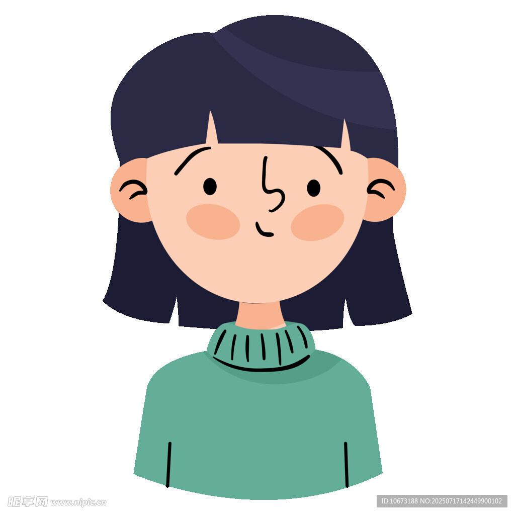 穿绿毛衣的短发女孩