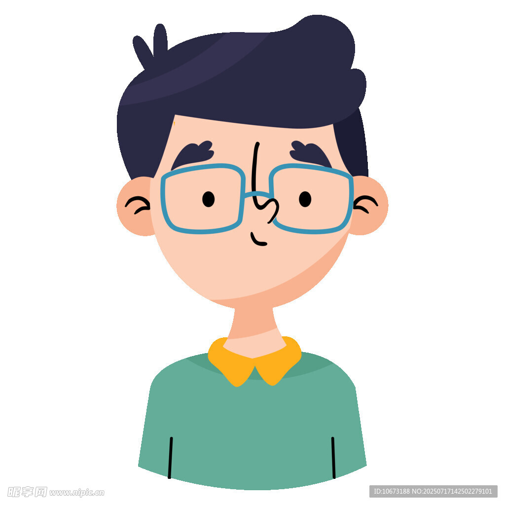 戴眼镜的卡通男孩形象