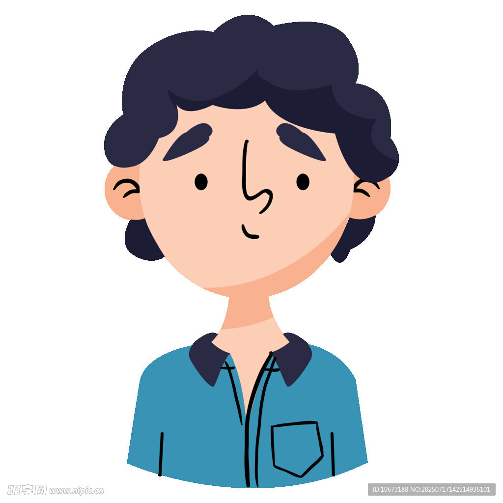 穿蓝上衣的卷发男子
