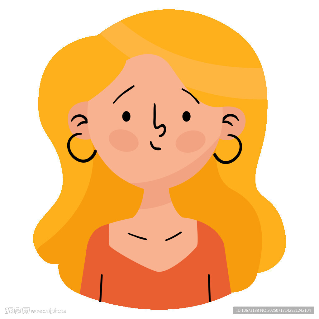 长发女子头像插画