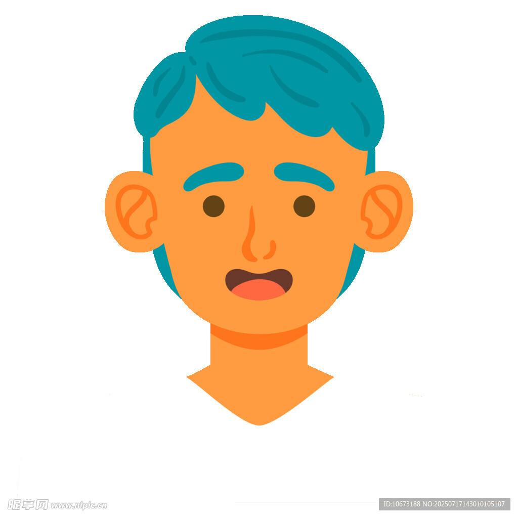 蓝发男子惊讶表情头像