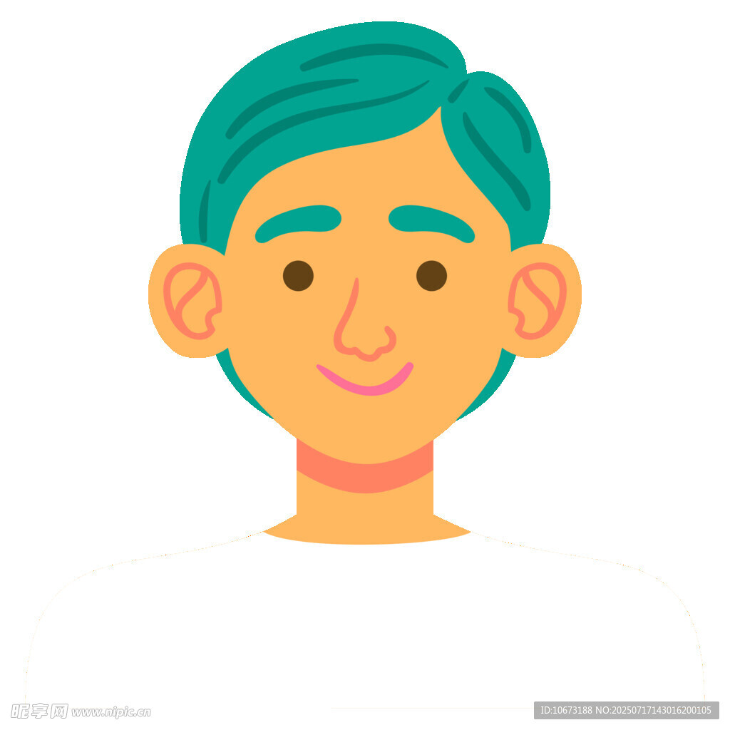 绿发微笑的卡通人物头像