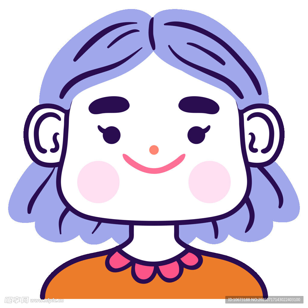 微笑的紫色头发卡通女孩