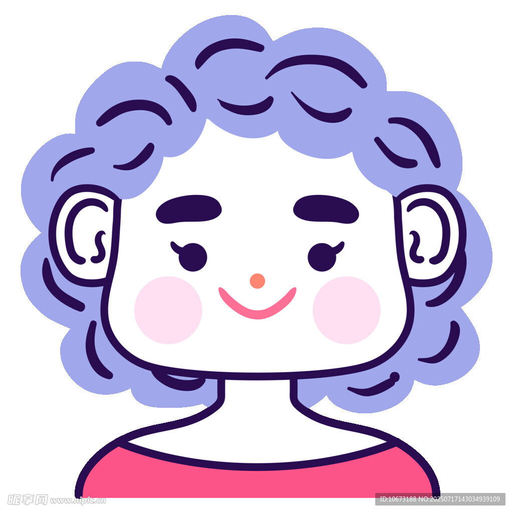 卷发微笑女孩头像