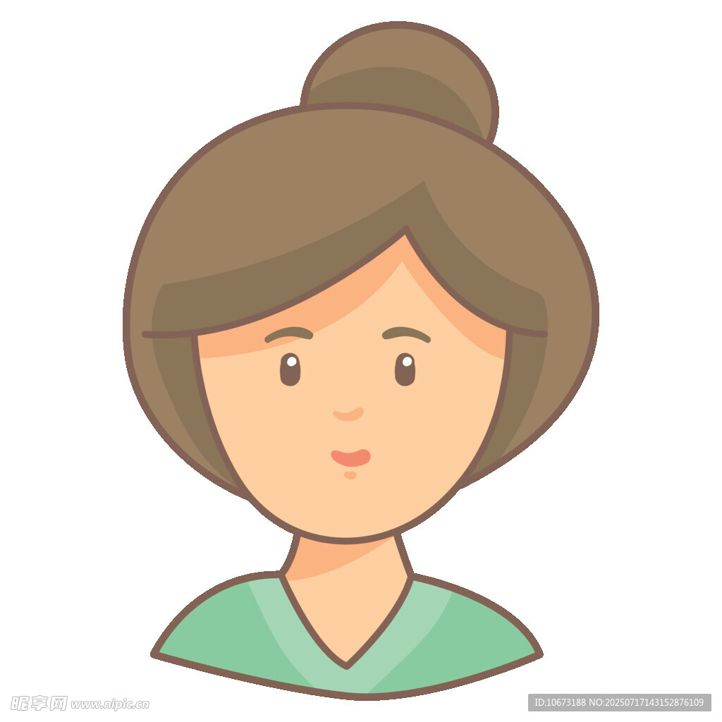 扎发髻的绿衣女士头像