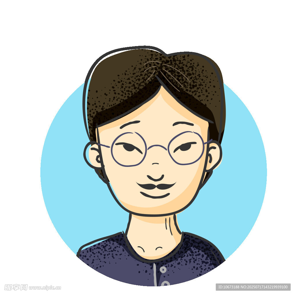 戴眼镜的短发人物头像