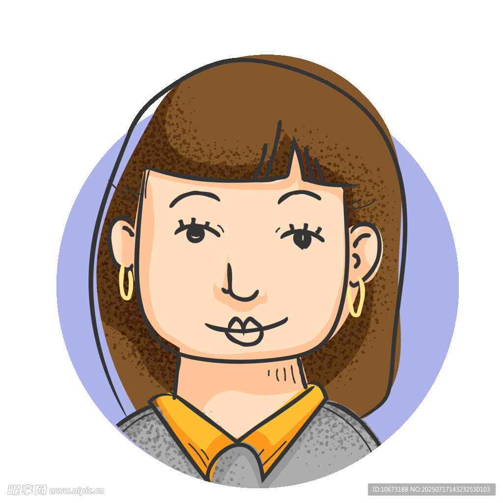 微笑女士头像插画