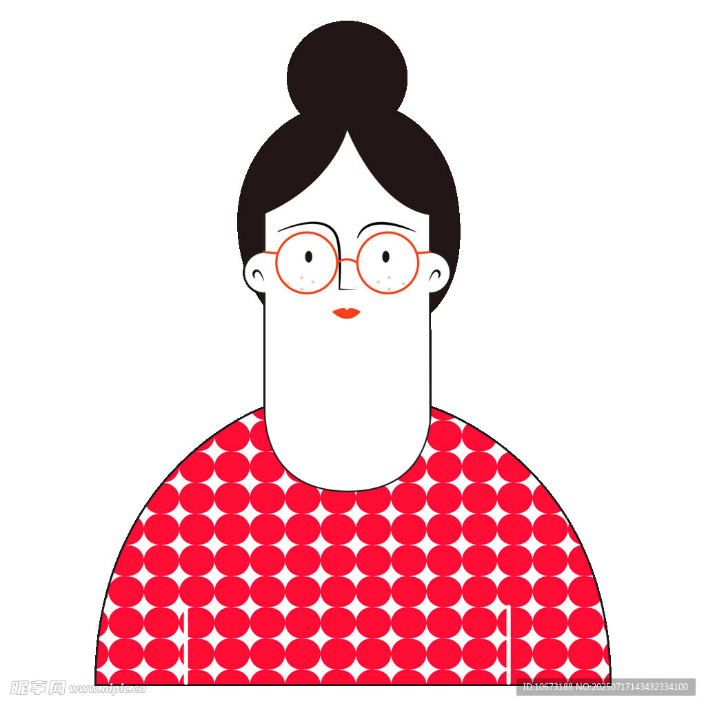 戴眼镜穿红上衣的卡通女孩