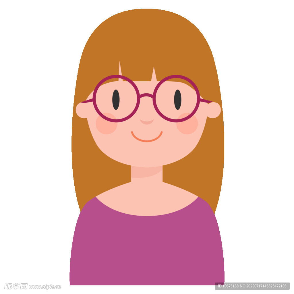 戴眼镜的微笑紫衣女孩