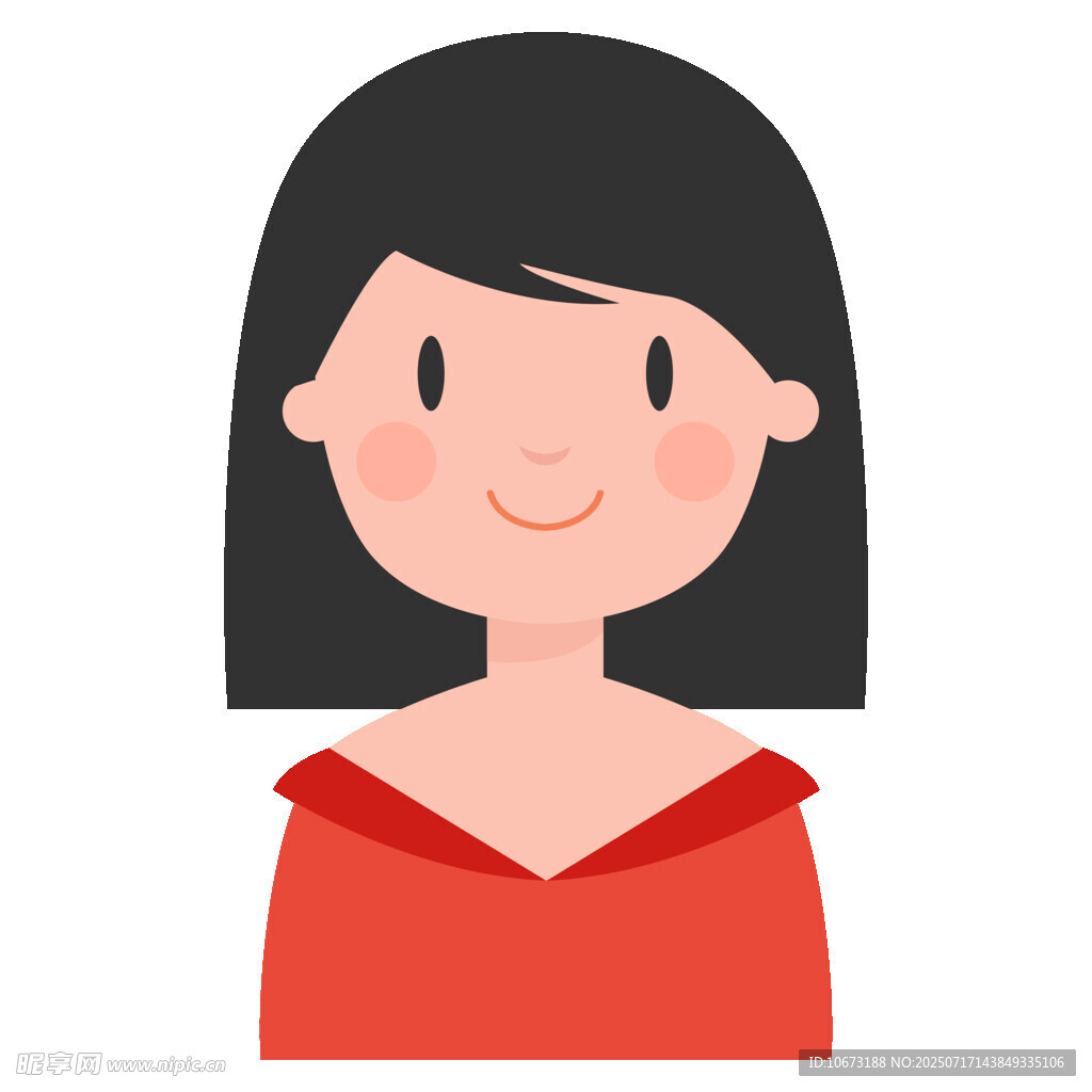 红衣微笑女性头像
