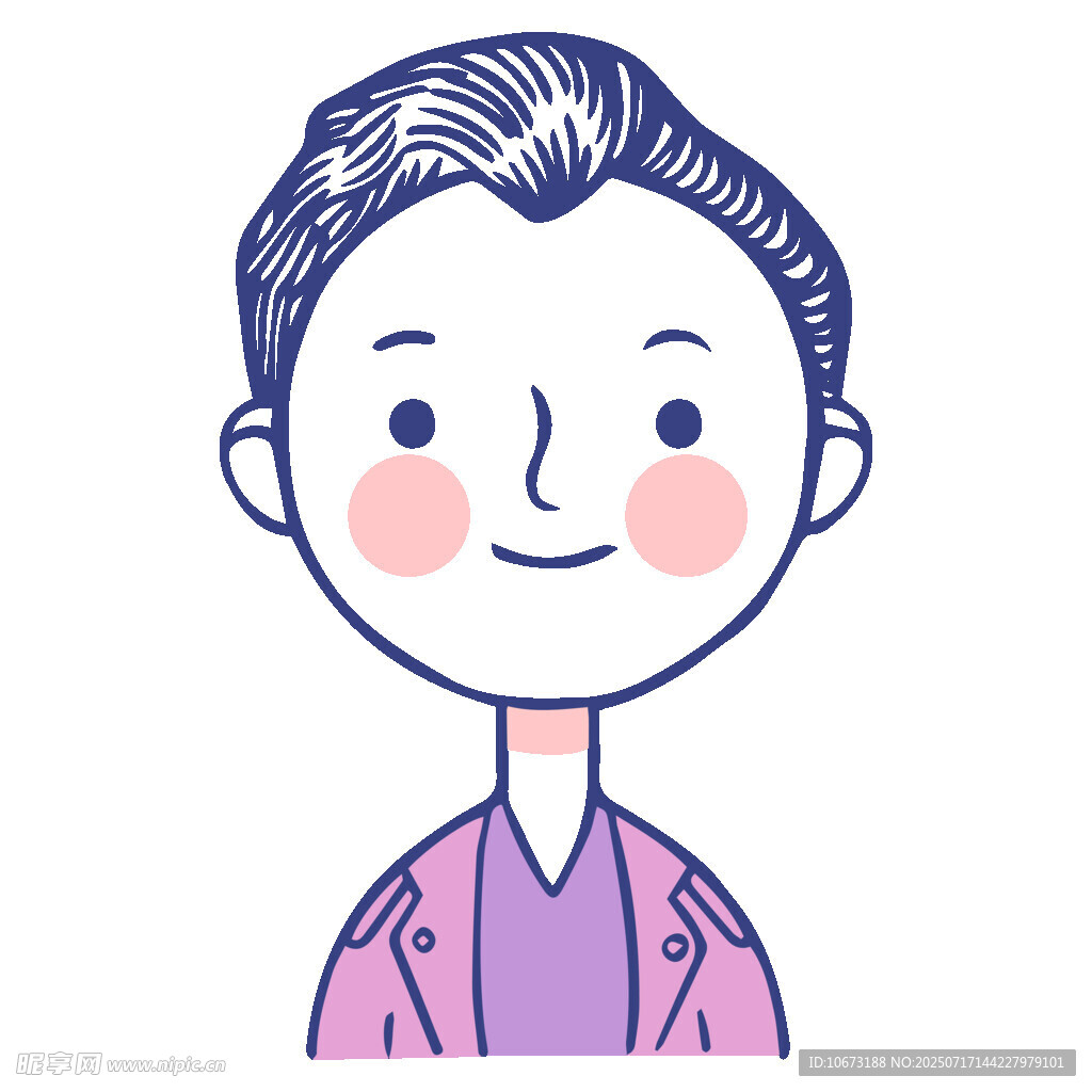 微笑短发紫衣卡通人物