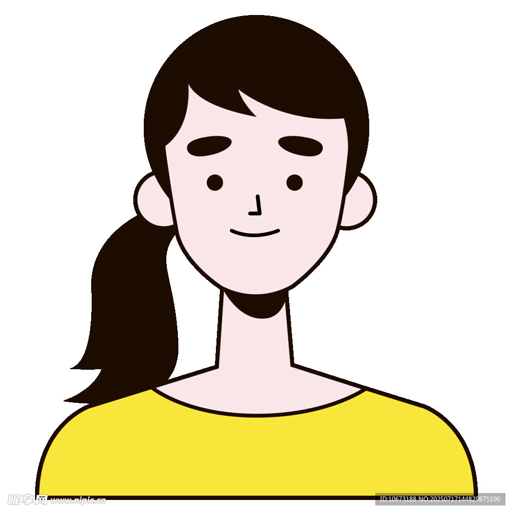 扎马尾穿黄衣的女性形象