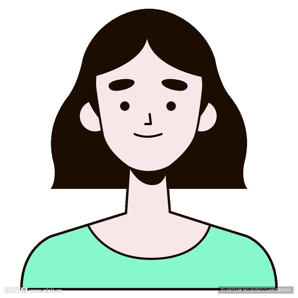 微笑的绿衣短发女性