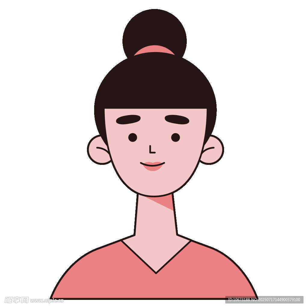 扎发髻的红衣女士