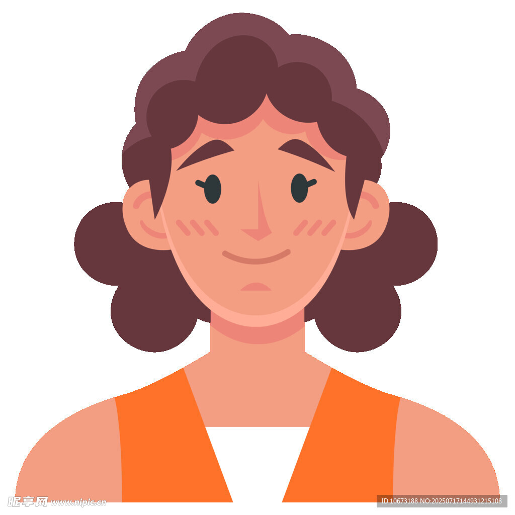 微笑的橙色上衣女性
