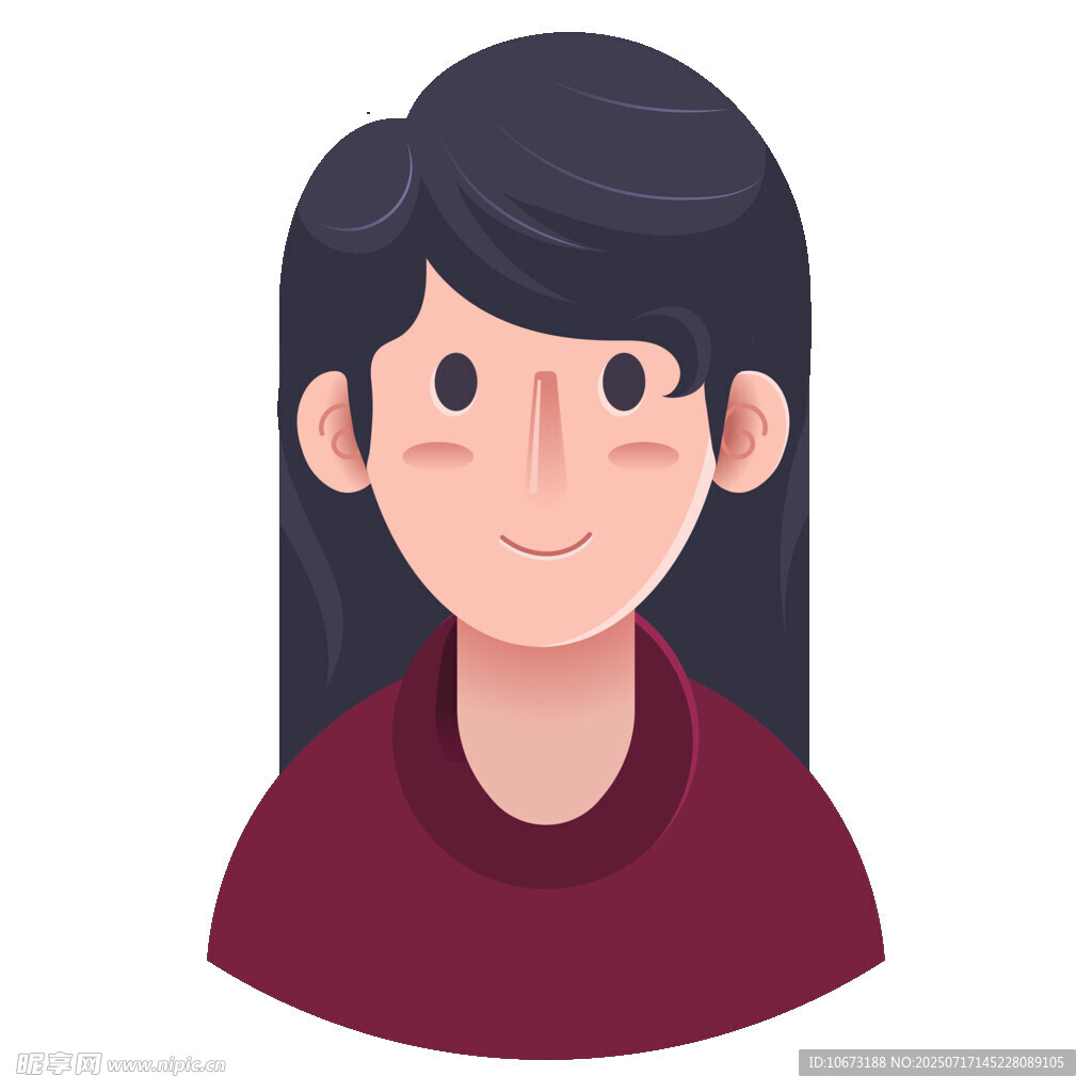 微笑的红衣长发女性头像
