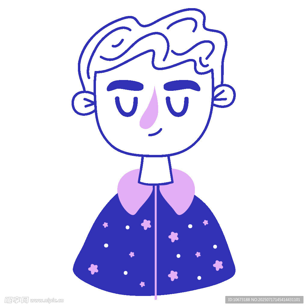 闭眼微笑的星空服饰男孩