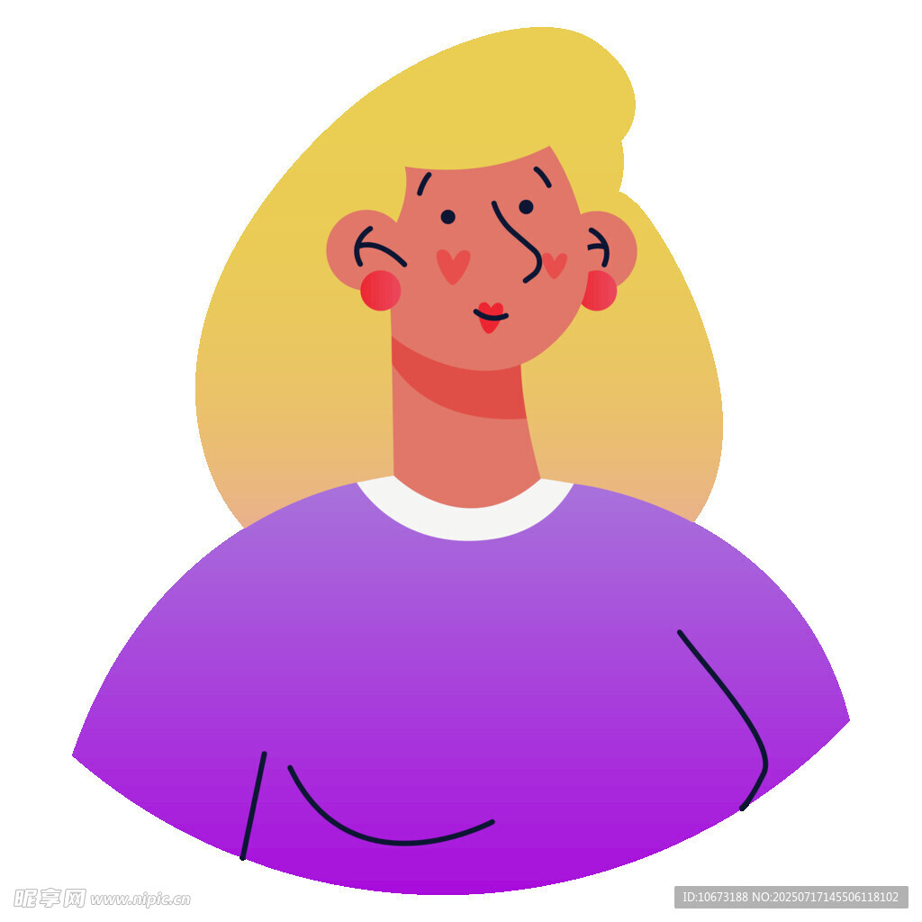 紫色上衣的卡通金发女性