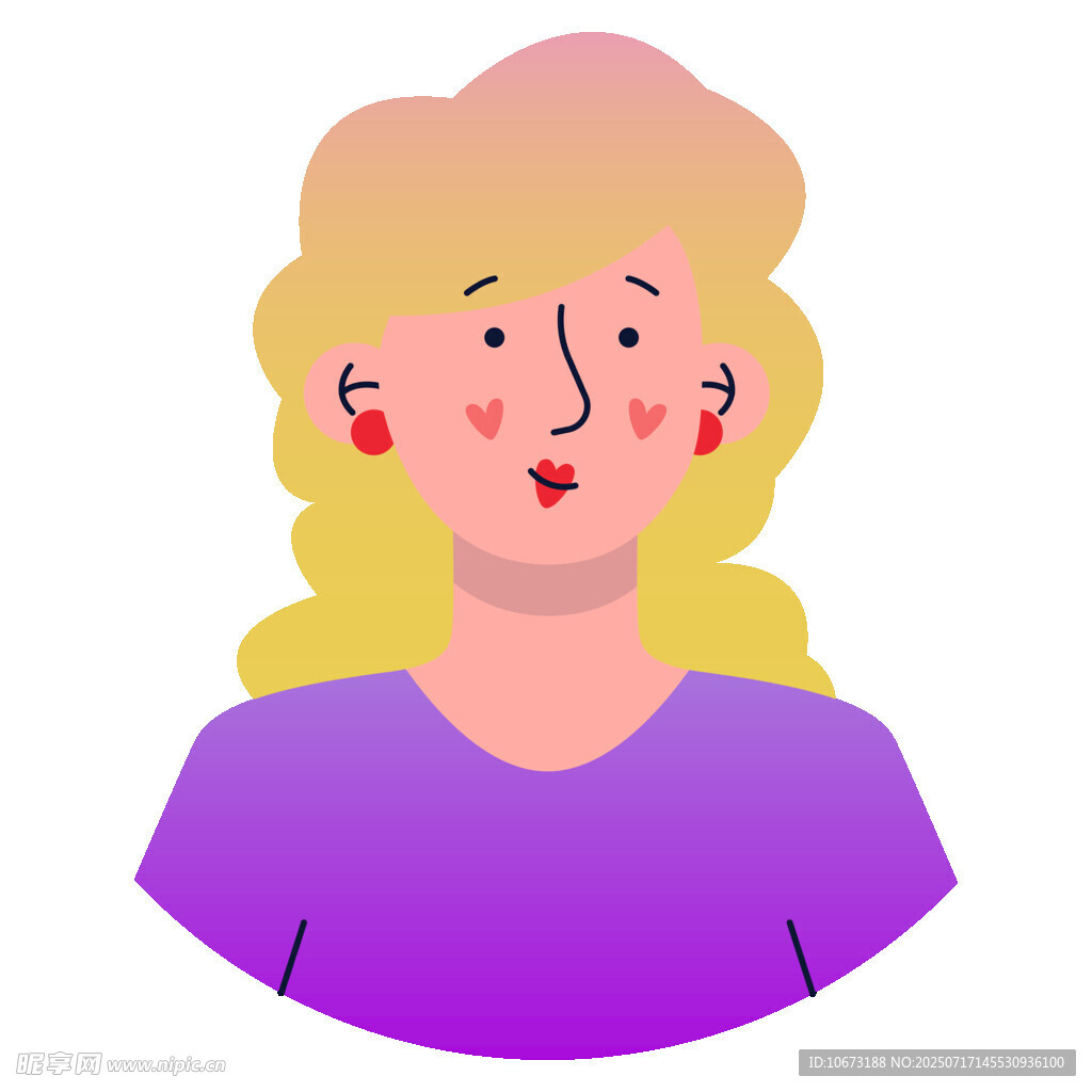 金发女士头像插画