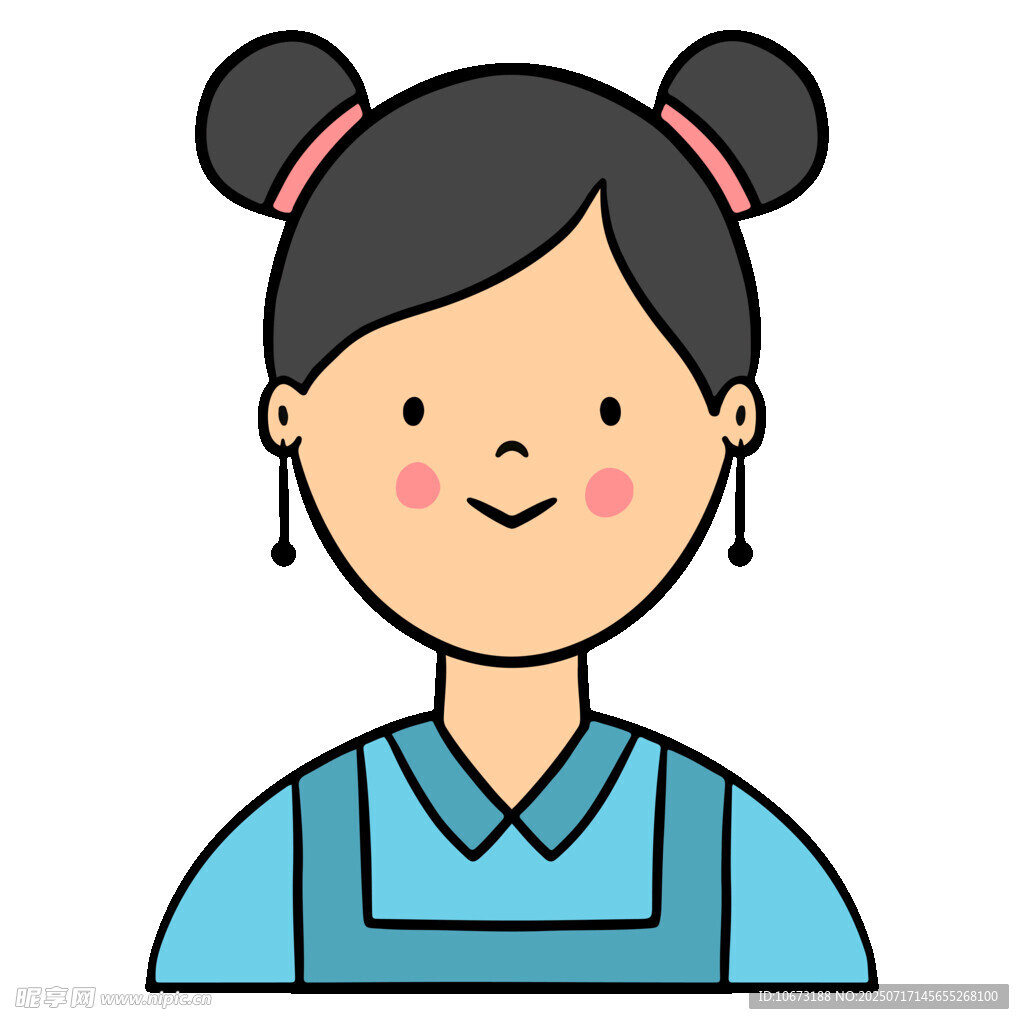 扎双丸子头的可爱女孩