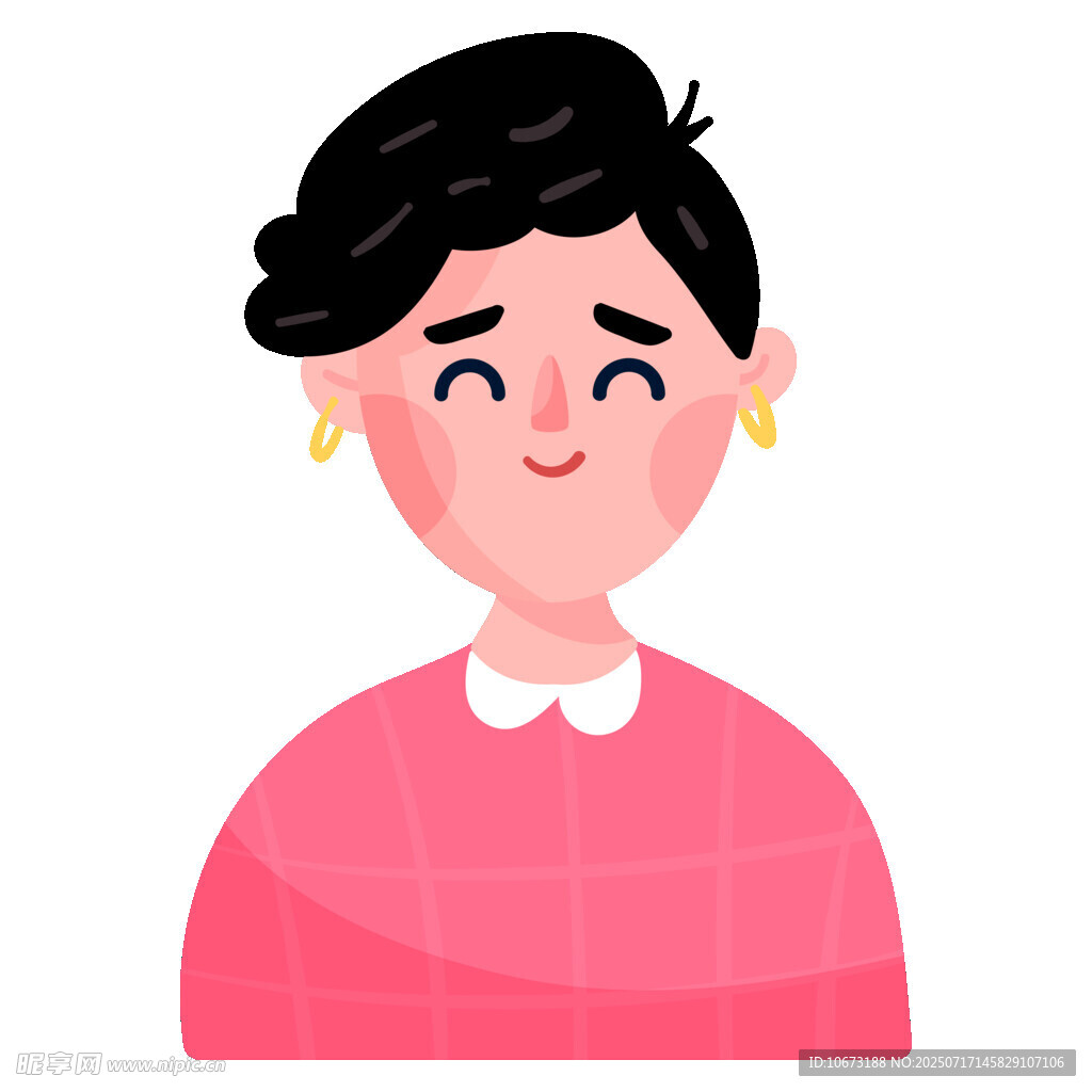 微笑的粉色上衣短发女孩