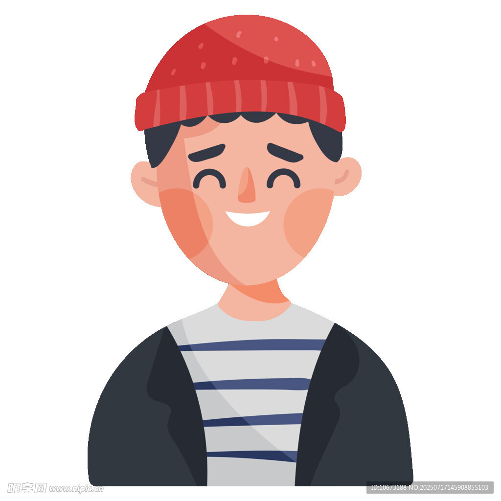 戴红帽微笑的休闲风男子