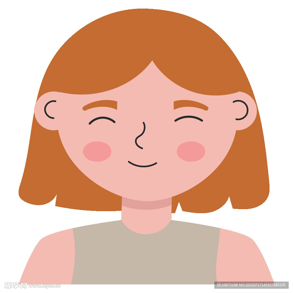 微笑短发女孩头像
