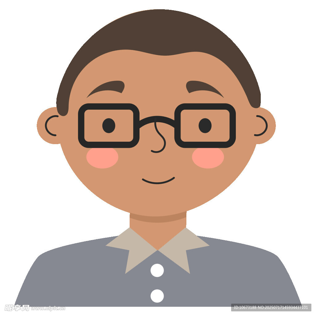 戴眼镜的微笑男士形象