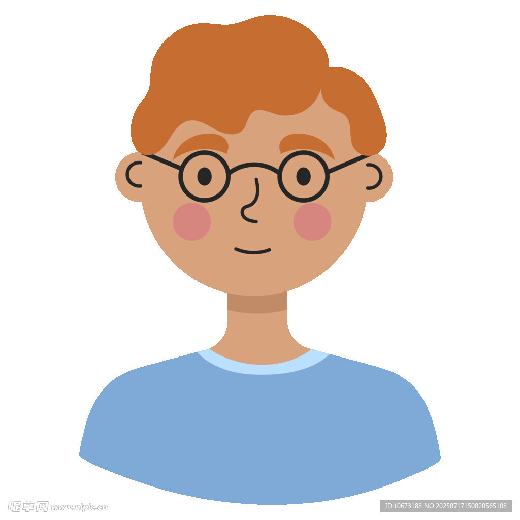 戴眼镜的红发蓝衣男孩