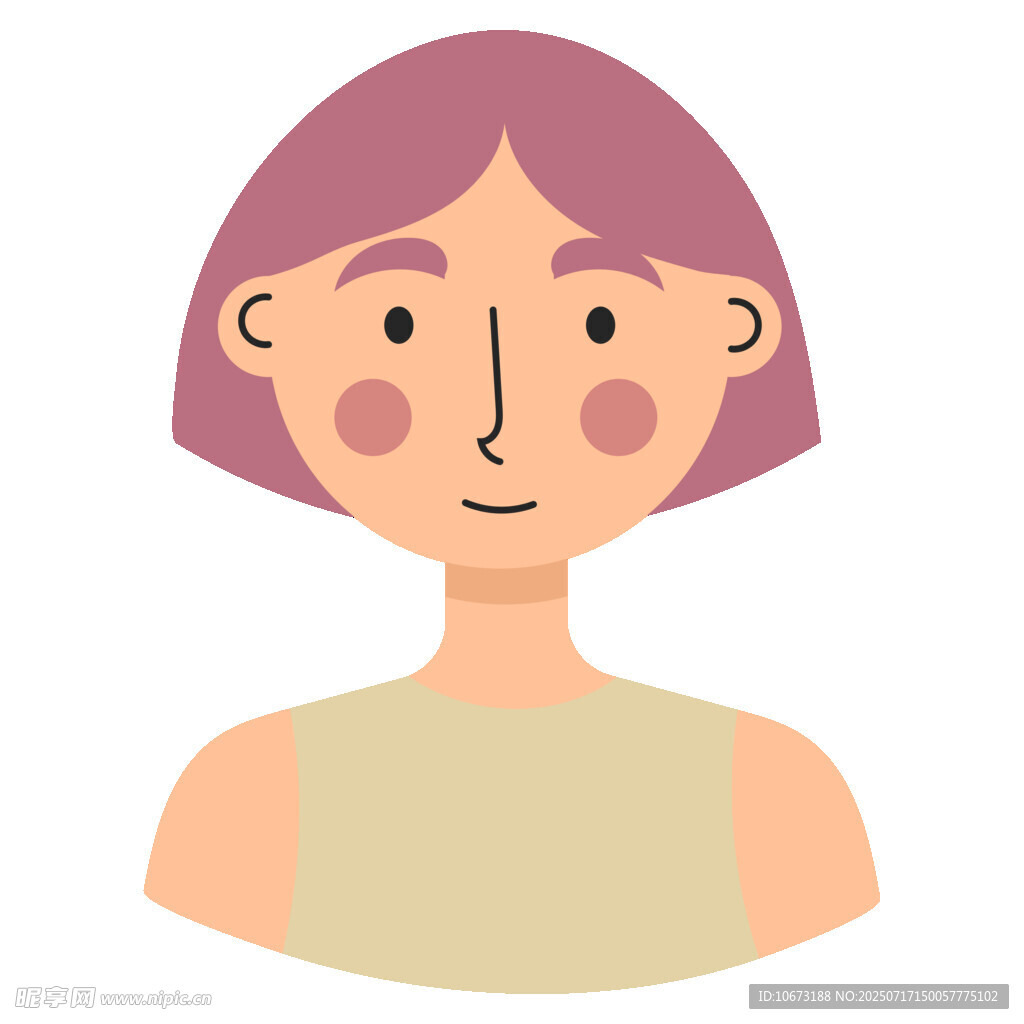 短发女士头像插画