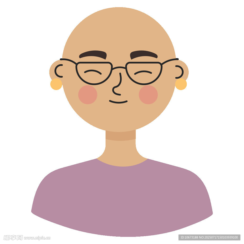 戴眼镜的光头人物形象