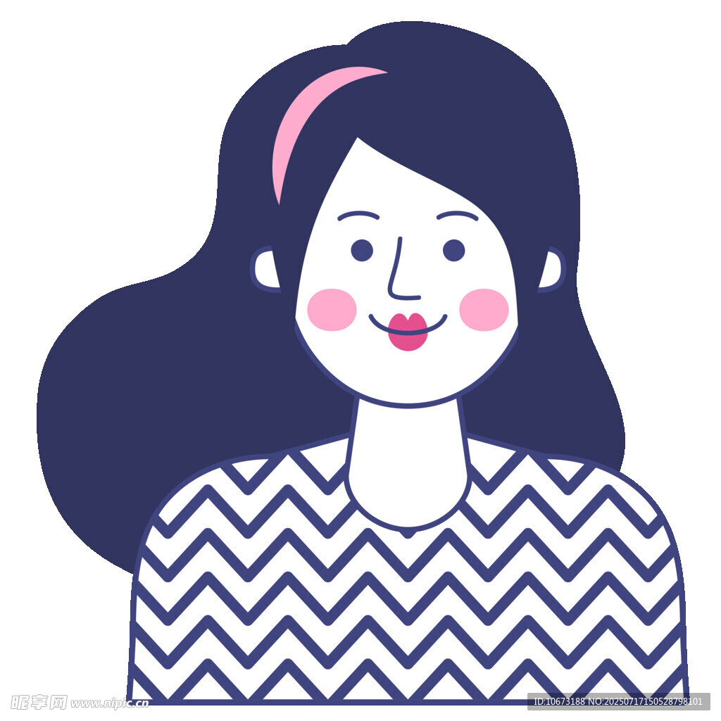 微笑的条纹上衣女孩