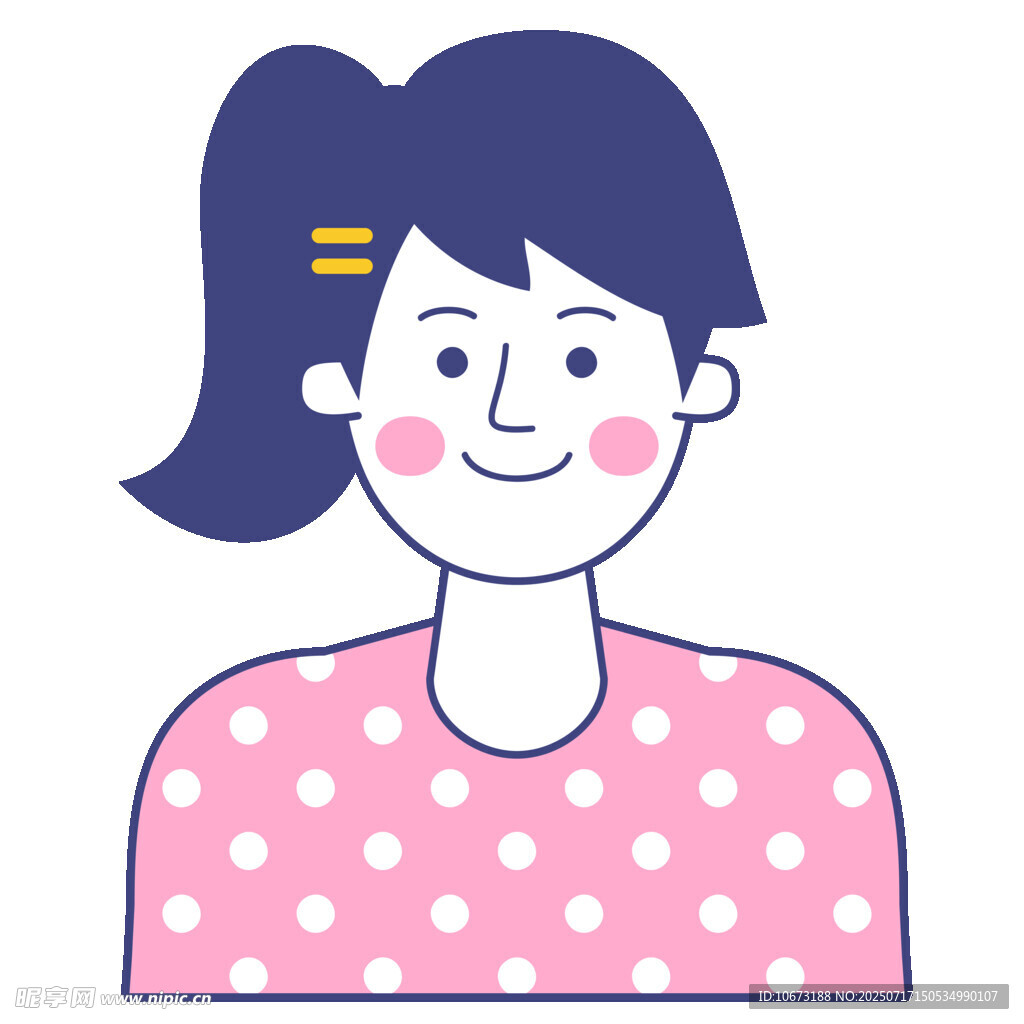 扎马尾的波点上衣女孩