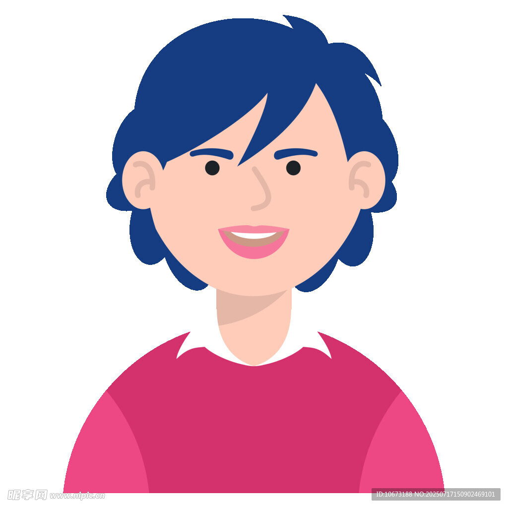 微笑的短发红衣女性