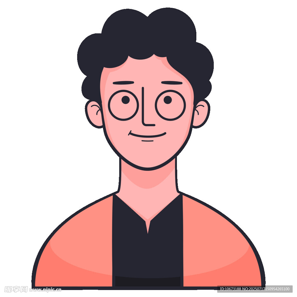 戴眼镜微笑的男士形象
