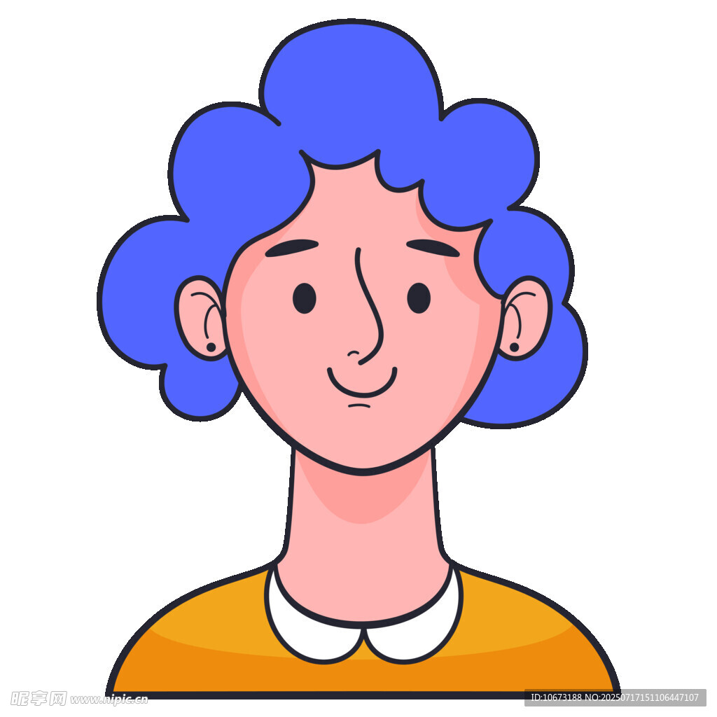 蓝发微笑女士头像