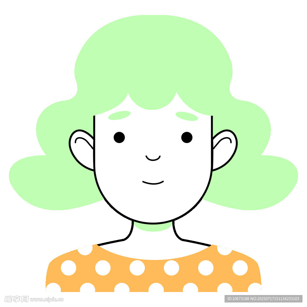 绿发波点上衣卡通女孩