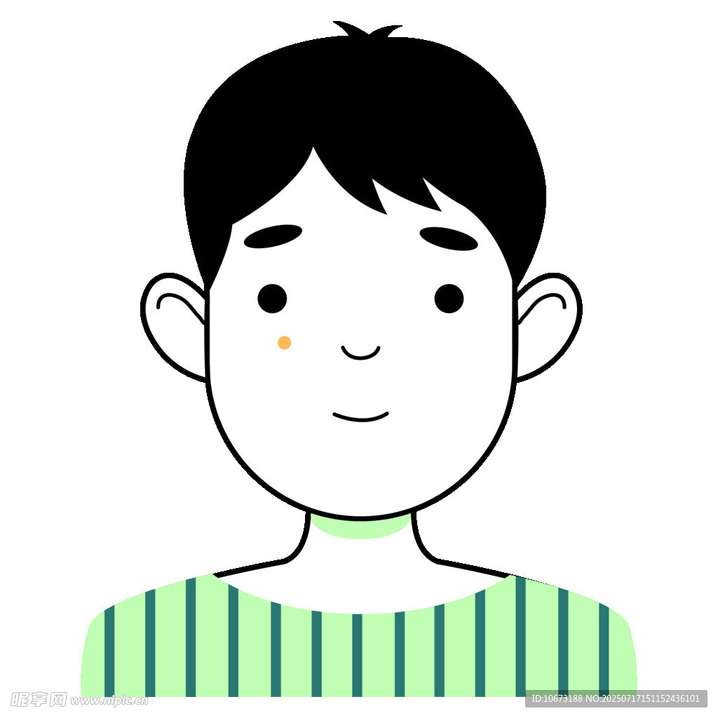 穿条纹衣的卡通男孩