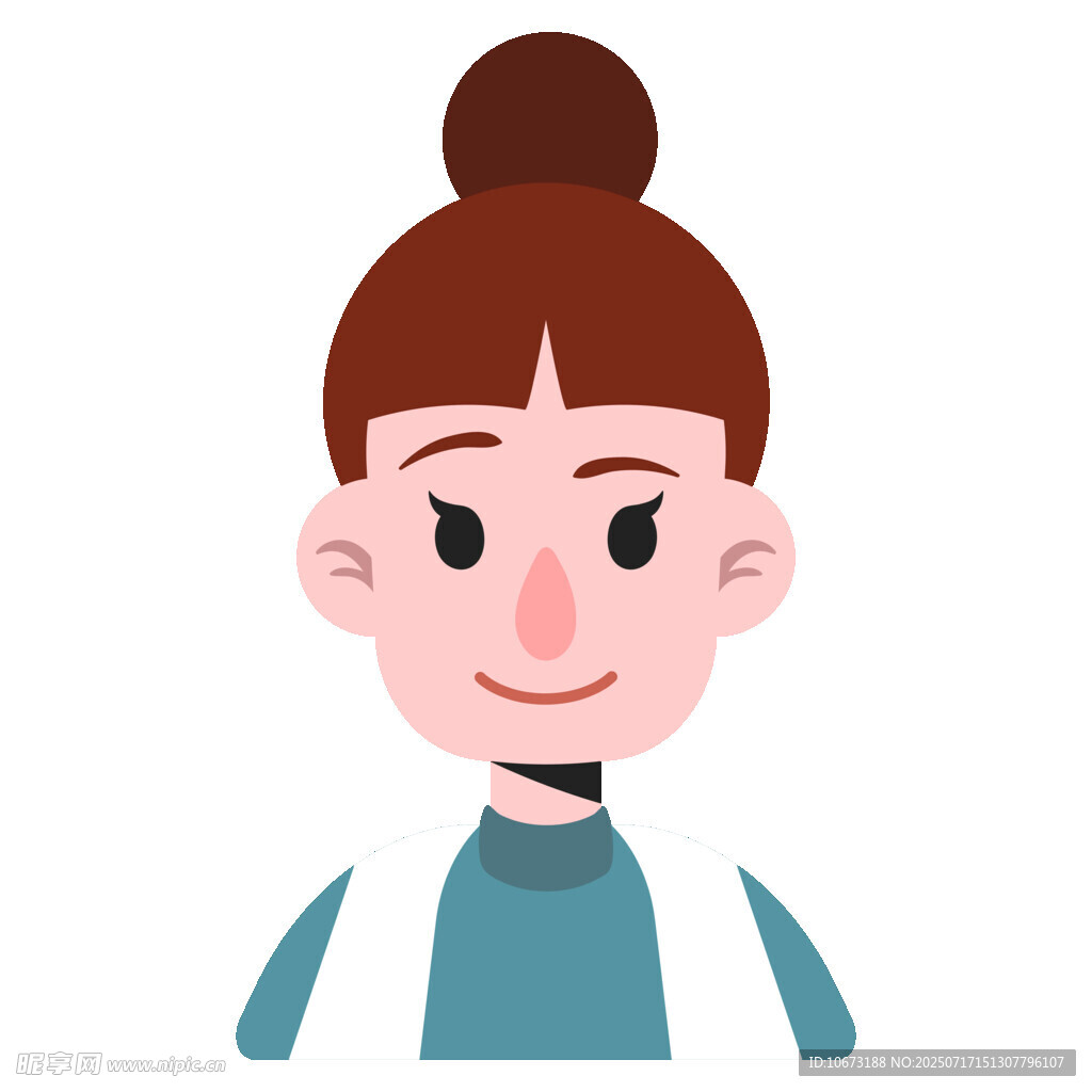 微笑的扎发髻女性形象