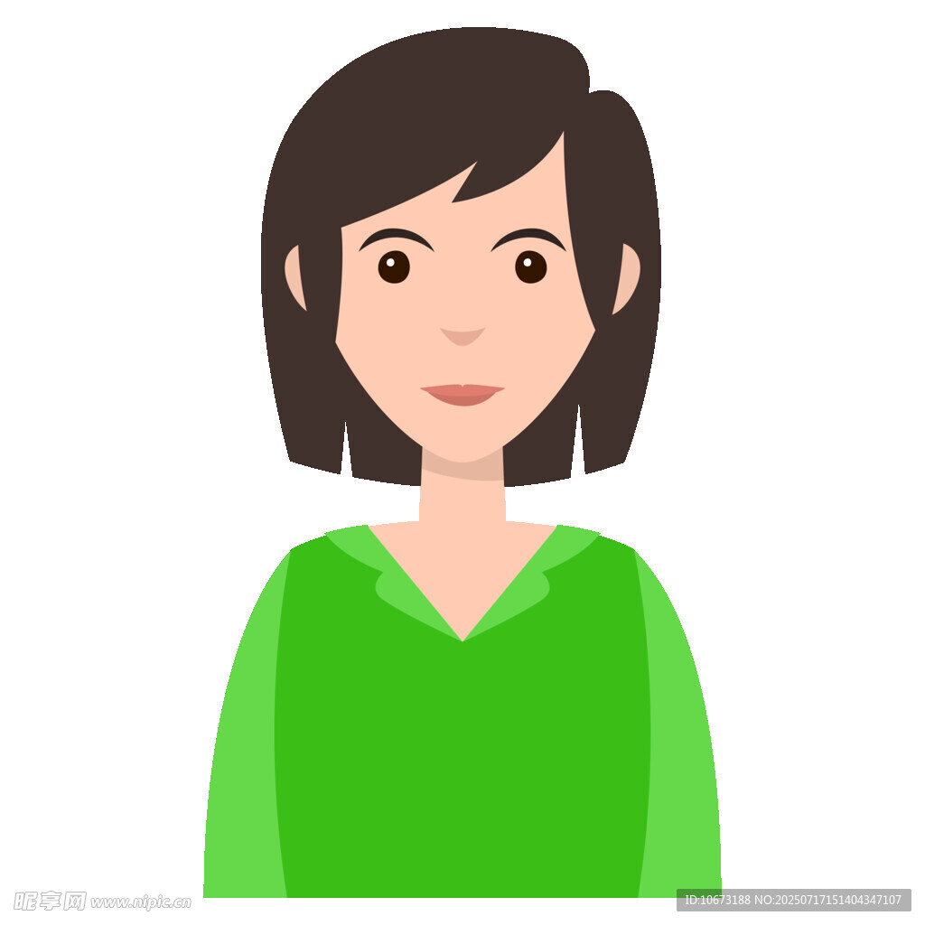 穿绿衣的短发女性头像