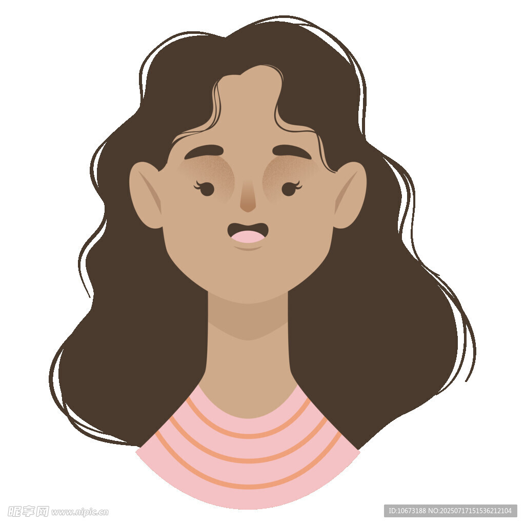 卷发女孩的可爱表情