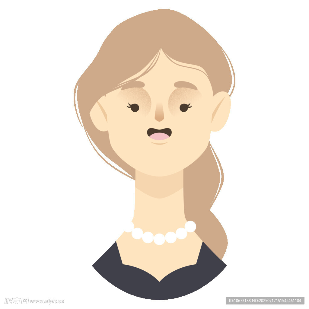 扎马尾戴珍珠项链的女性