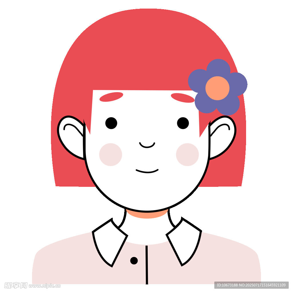 红发戴花女孩头像