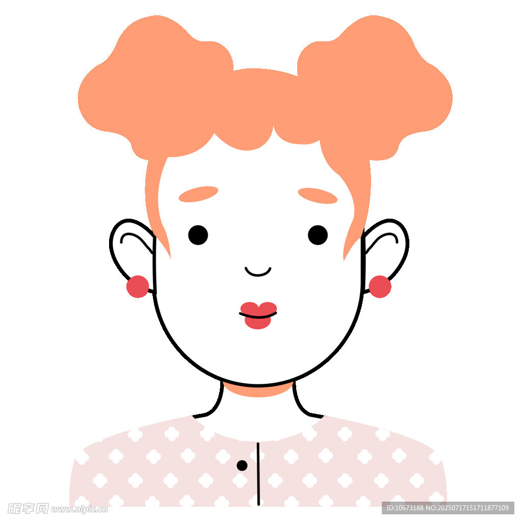 可爱双丸子头女孩形象